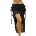thumbnail image 2 of QENGING Summer Skirts for Women Flare Casual Solid Bandage Lace Irregular Mini Short SKirt Casual, 2 of 7