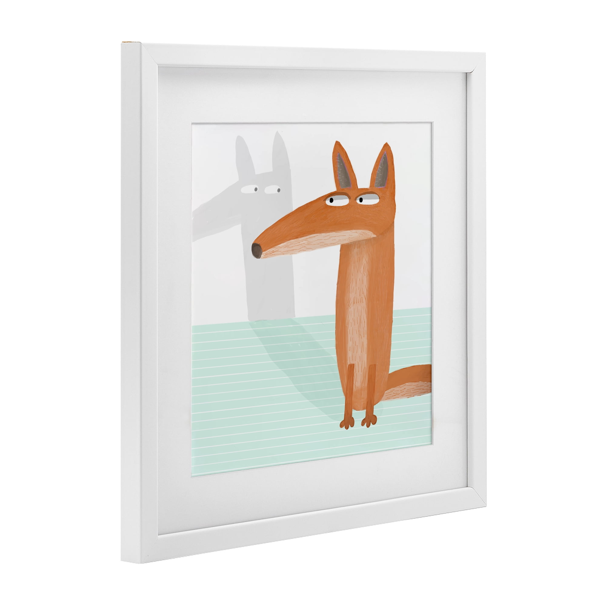 Stupell Industries Whimsical Fox Shadow White Framed Print Under Glass, design by Carla Daly