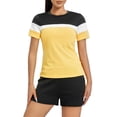 thumbnail image 2 of Women 2 Piece Summer Short Sets Contrast Color Short Sleeve Tops and Shorts Workout Outfits Sets Tracksuits, 2 of 9