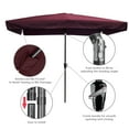 thumbnail image 4 of Yescom 10x6.5ft (2x3m) Rectangle Aluminum Patio Umbrella with Valance Sunshade Crank Tilt Market Garden Yard Wine Red, 4 of 9