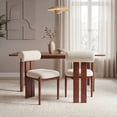 thumbnail image 3 of AFO Upholstered Modern Dining Chair with Roll Backrest & Wooden Legs, Kitchen Desk Side Chair for Dining Room and Restaurant, Set of 2, Beige, 3 of 17