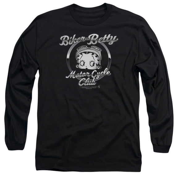 Betty Boop Chromed Logo Long Sleeve T-Shirt Adult 18/1 Black