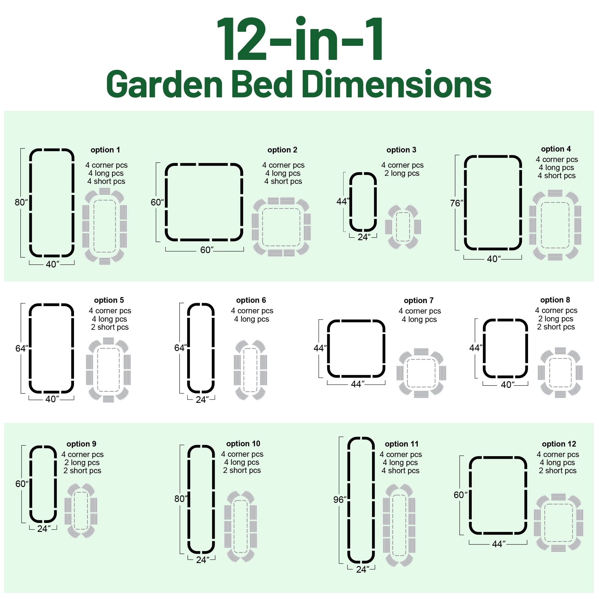 Olle 17" Tall Raised Garden Bed Kit Fruits Vegetables Flowers Planter Box 12-In-1 Galvanized Planter Boxes for Outdoors Size 5X5 Feets 8X2 Feets, Midnight Grey 17" Tall