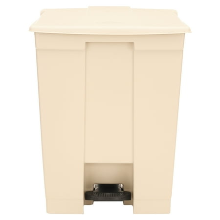Rubbermaid Commercial Step-On Receptacle, Rectangular, Polyethylene, 18gal, Beige
