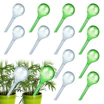 Indoor Plant Watering Globes, 12 Pcs Automatic Self Watering Bulbs Aqua Water Globe Irrigation Device, Decorative PVC Watering Bulbs for Plants, White & Green