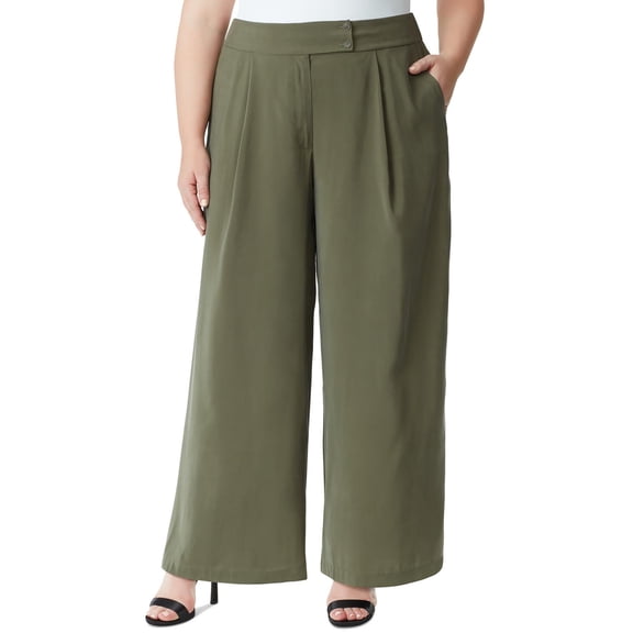 Jessica Simpson Womens Plus Pleated Work Wide Leg Pants