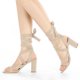 thumbnail image 2 of Sandalias Tacón Grueso Allegra K Cordón Cruzado Punta Abierta Para Mujer Beige 35, 2 of 7