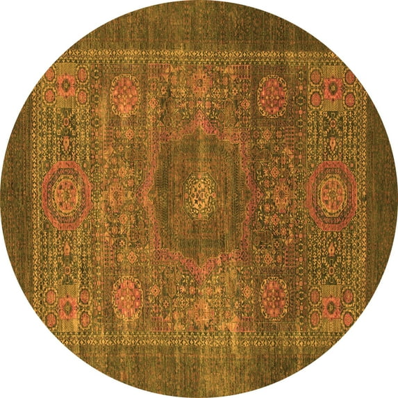 Ahgly Company Indoor Round Abstract Orange Modern Area Rugs, 3' Round