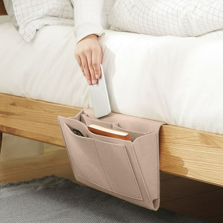 Lnkoo Lnkoo Bedside Caddy Felt Bed Storage Organizer Hanging Bag Holder With 5 Pockets Magazine Book Phone Tablet Ipad Cables Remote And Water Bottle Holder For Home Dorm Bed Sofa