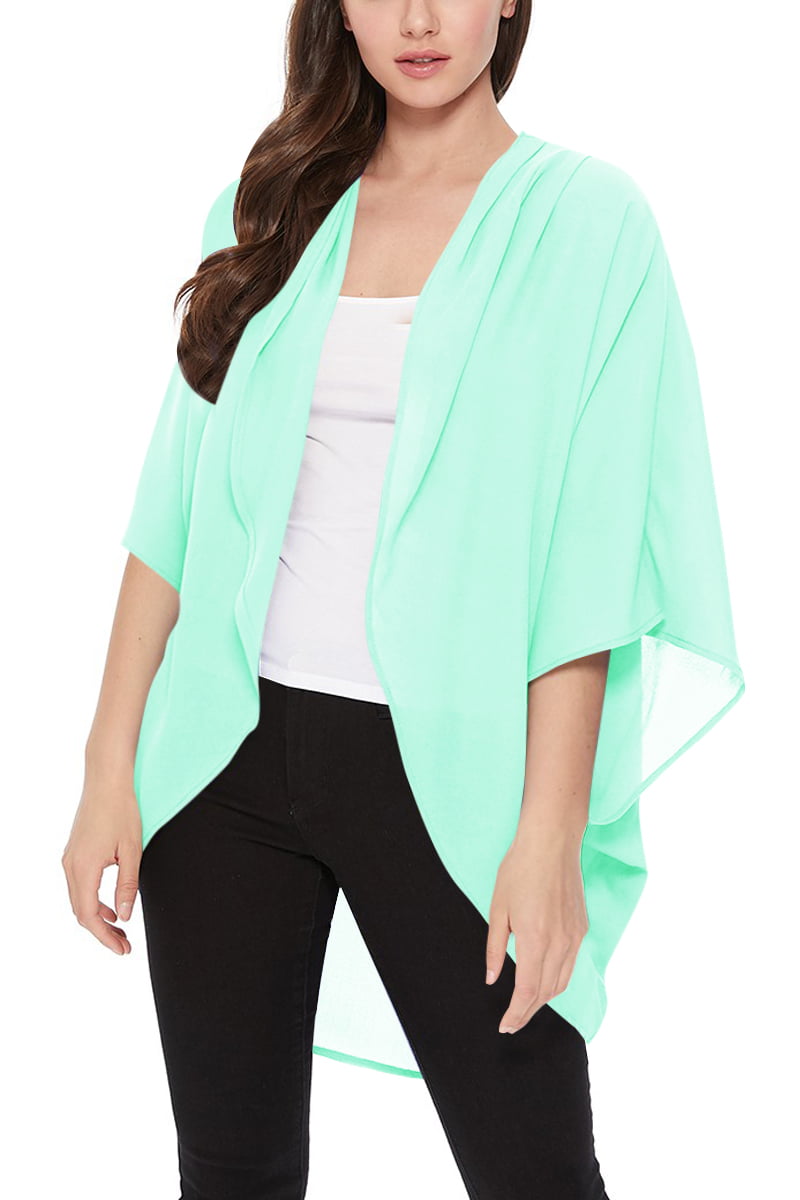 Women's Loose Fit 3/4 Sleeves Kimono Style Cover Up Solid Cardigan S-3XL  Made in USA - Walmart.com