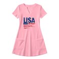 thumbnail image 5 of QUNYINEY Short Sleeve Plus Size Dresses for Women Summer Independence Day Mini Patriotic T-Shirt Dress V Neck with Pockets Casual Loose Fit Dresses, 5 of 9