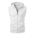 thumbnail image 6 of RUTAYY Men's Sleeveless Zip Up Hoodie Drawstring with Pocket Solid Color Casual Vest Sweatshirt White, 6 of 6