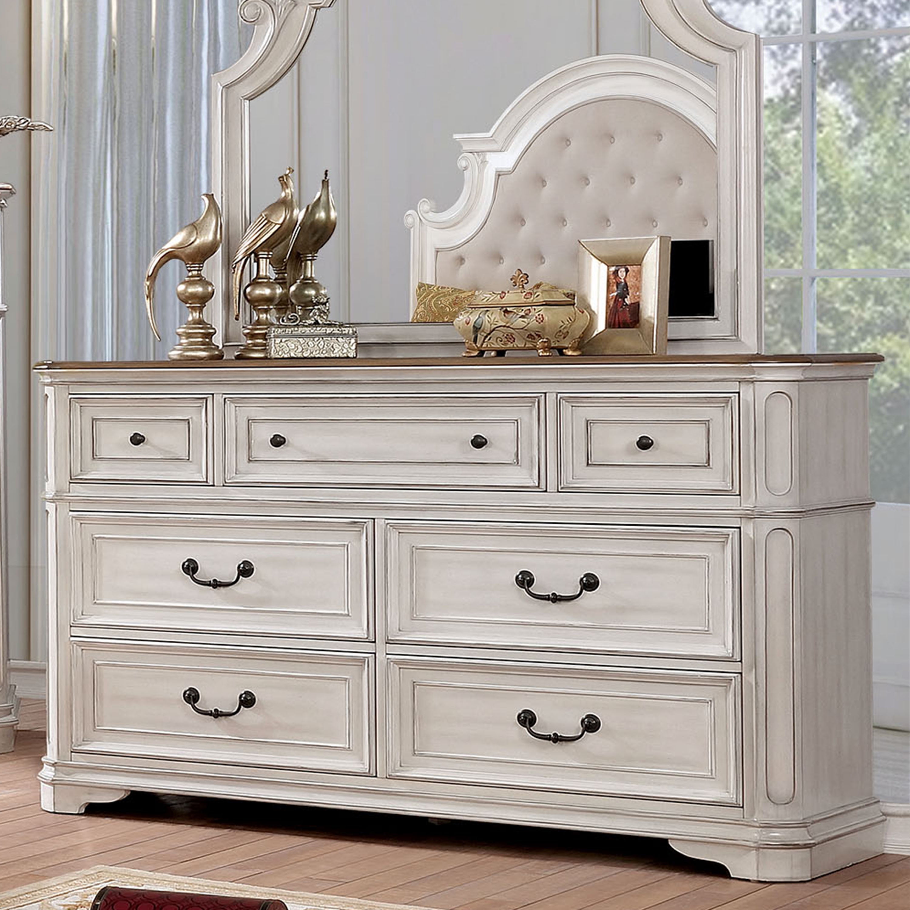 Furniture of America Mayves Farmhouse 7-Drawer Dresser, Antique White