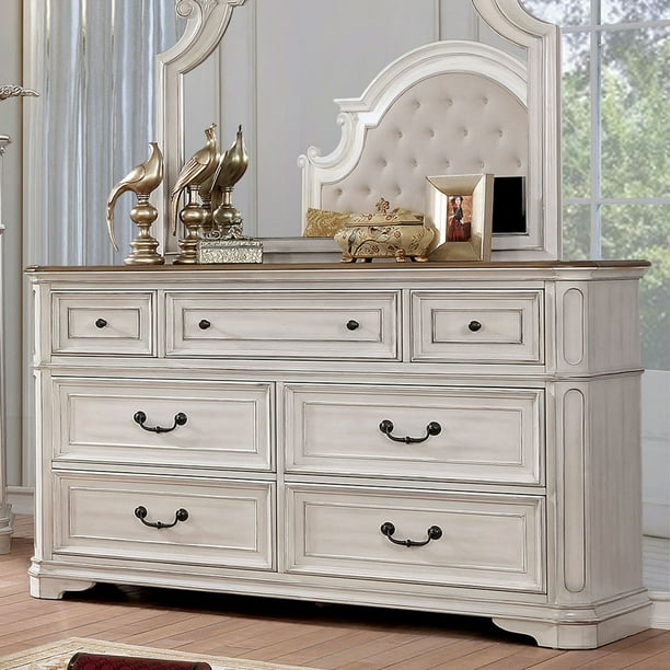 Furniture of America Mayves Farmhouse 7-Drawer Dresser, Antique White ...
