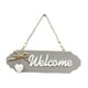 thumbnail image 3 of Letrero de madera para puerta colgante, placa de madera colgante con lazo, colgador decorativo para puerta Bienvenido gris, 3 of 9