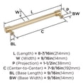 thumbnail image 6 of Amerock Faircrest 7-9/16 inch (192mm) Center-to-Center Golden Champagne Cabinet Pull, 6 of 7