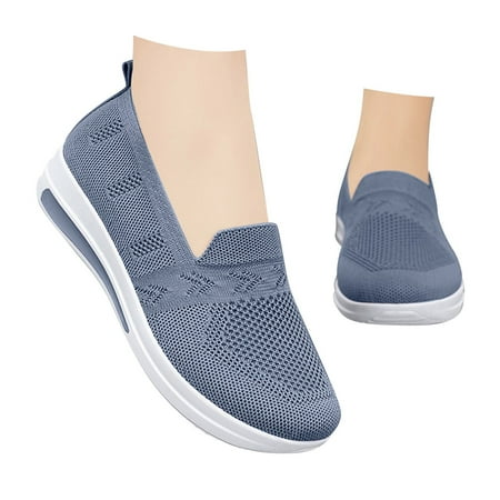 Oyedens Mesh Slip on Loafers for Women Platform Mid Heels Comfortable Driving Walking Work Shoes