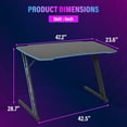 thumbnail image 3 of PayLessHere 47" Gaming Table Blue Z-Shaped Computer Desk, Steel Frame, Headphone Hook, Adjustable Feet Carbon Fiber Texture Surface, 3 of 8