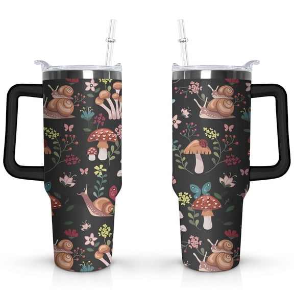 40oz Cute Mini Cactus Theme Stainless Steel Flip Straw Tumbler Spill Proof Travel Cup Double Wall Vacuum Insulated Coffee Mug with Top Handle