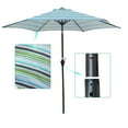 thumbnail image 4 of 9 FT Patio Umbrella, Waterproof Umbrella with Crank & Push Button Tilt, Heavy Duty Umbrella for Garden Backyard Pool Swimming Pool Market, Blue Stripes, 4 of 7