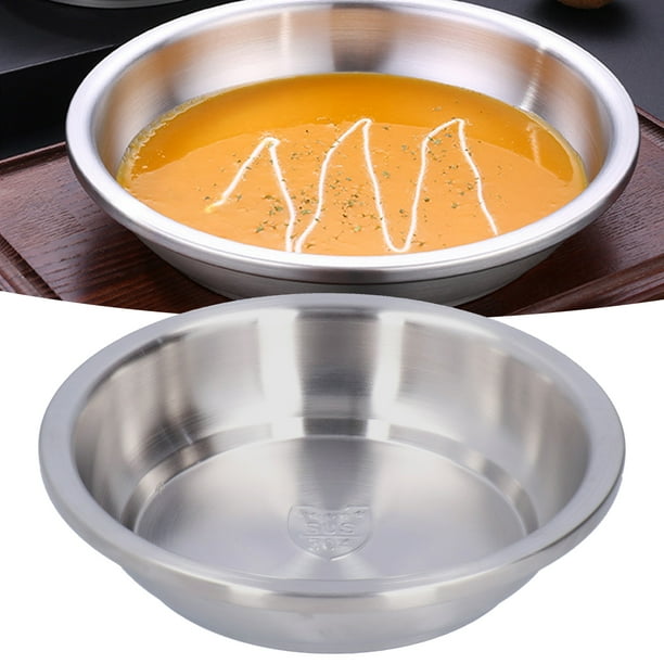De Acero Inoxidable, Platos Redondos De Metal Profundo De Grado Alimenticio 304 Para Platos Principales, Carne A La Parrilla, Postre, Ensalada, Fruta