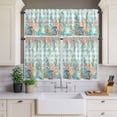 thumbnail image 3 of Kitchen Window Curtains Valance and Tier Set, Summer Marine Life Coral Starfish Rod Pocket Tier Curtain Valance Set, Sea Shell Teal Buffalo Light Filtering Cafe Curtains for Bedroom Living Room, 3 of 9