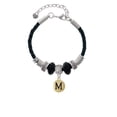 thumbnail image 2 of Delight Jewelry Goldtone Capital Letter - M - Pebble Disc - Aunt Celtic Knot Leather Bead Bracelet, 7"+2" Extender, 2 of 4