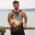 thumbnail image 6 of Gukieu Red And Gray Flame Fox Print Men's Quick Dry Fitness Vest, Round Neck Sleeveless Fitness Bodybuilding Top-XX-Large, 6 of 7