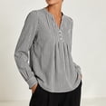 thumbnail image 6 of ClodeEU Women's Henley Pleated Front Long Sleeve Blouse,Casual Loose Flowy Shirt Top Black,Women's Plus L, 6 of 7