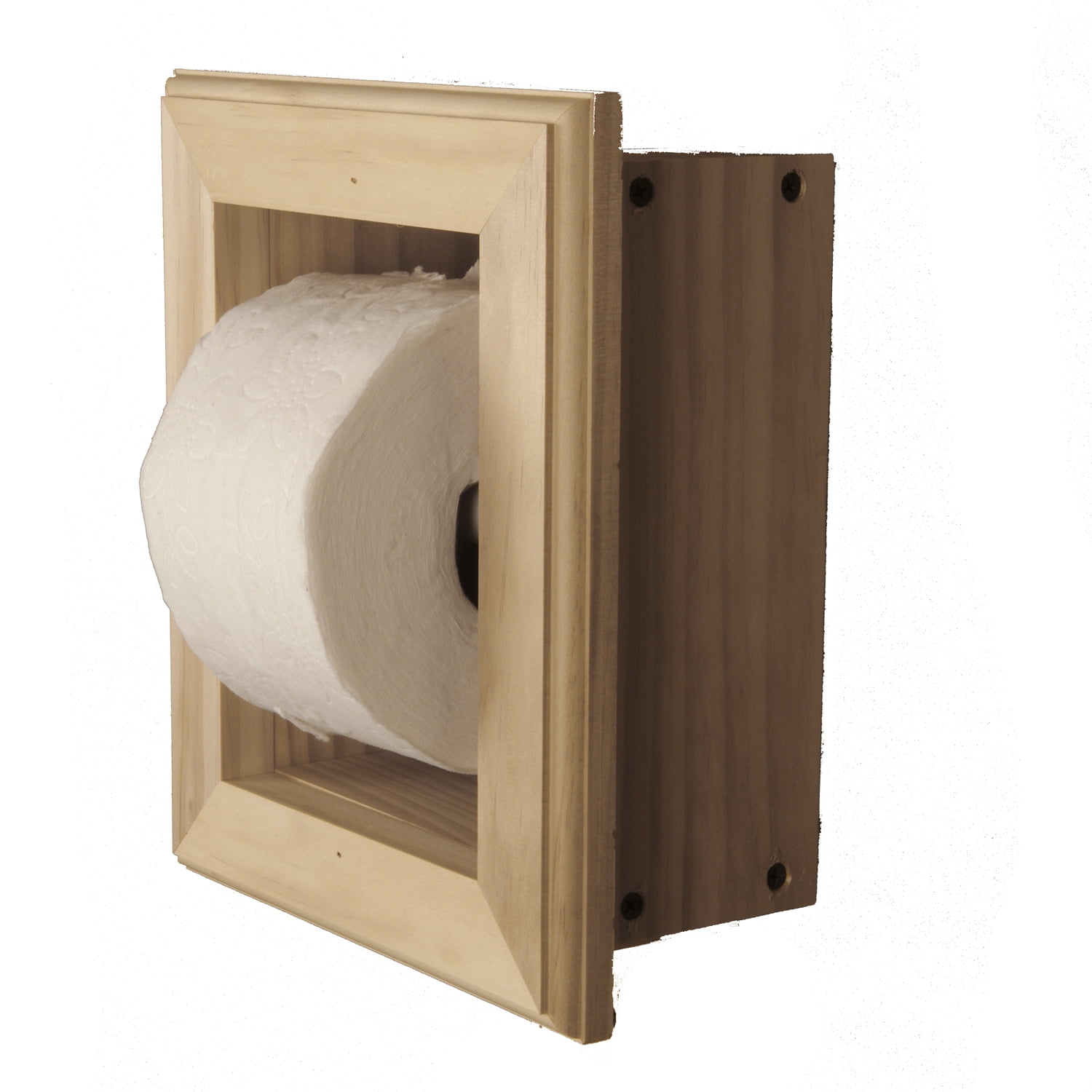 Typhon Recessed Solid Wood Toilet Paper Holder 7 x 8.5, Unfinished
