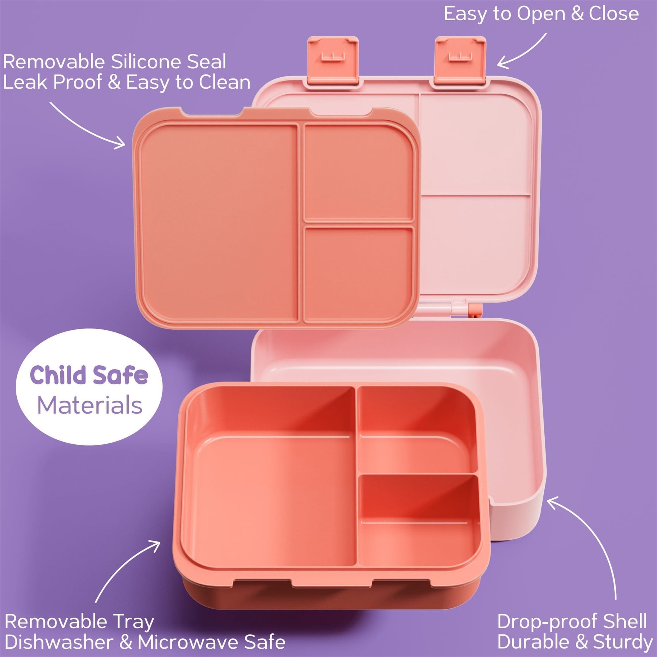Bento Lunch Box 3-Compartment 32OZ Snack Lunch Container, Lunch Bag, 12OZ Insulated Food Jar & Ice Pack Set for School, Work, Travel, or Picnic (Daisy Rainbow)