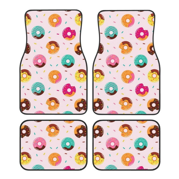 Fotbe Donut Juego de 4 Tapetes para Auto con Estampado – Alfombrillas de Goma Reforzada, Diseño Antideslizante, Protección para Todo el Año – Vehículos, Autos, Camionetas y SUVs