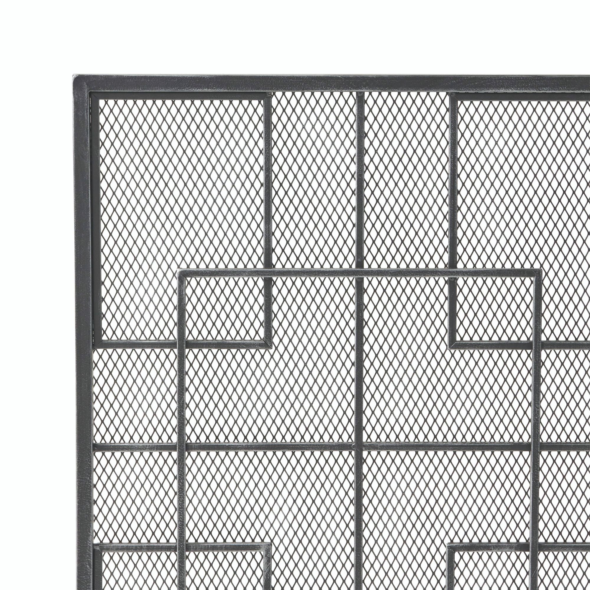 Contemporary Home Living 41" Silver and Black Contemporary Geometric Fireplace Screen