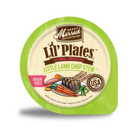Merrick Lil' Plates Small Wet Dog Food, Grain Free Lamb Chop Stew, 3.5 oz Tubs (12 Pack)