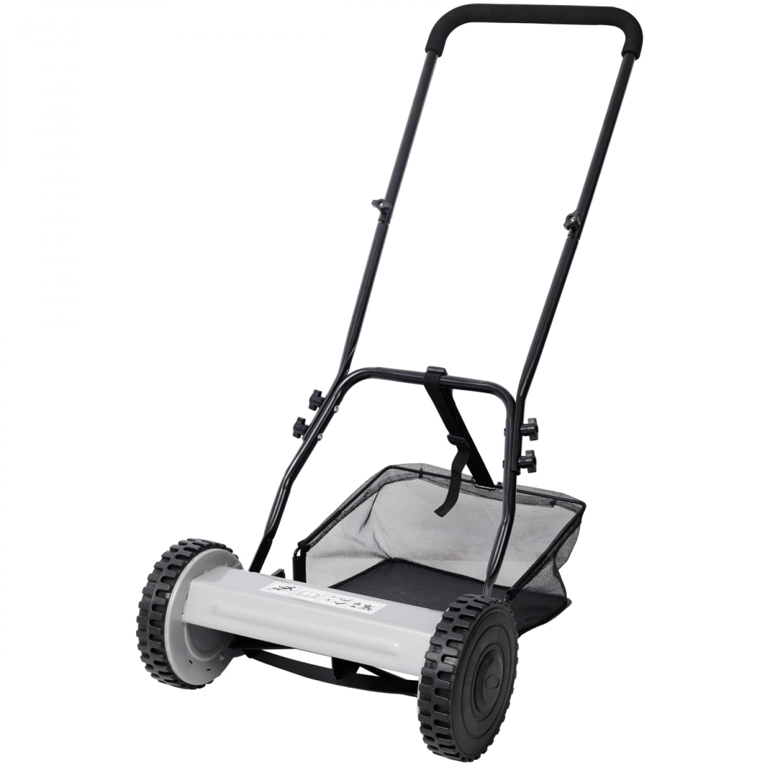 14 Inch 5 Blade Push Reel Lawn Mower with Grass Catcher Adjustable Height Manual Lawn Mower Gray