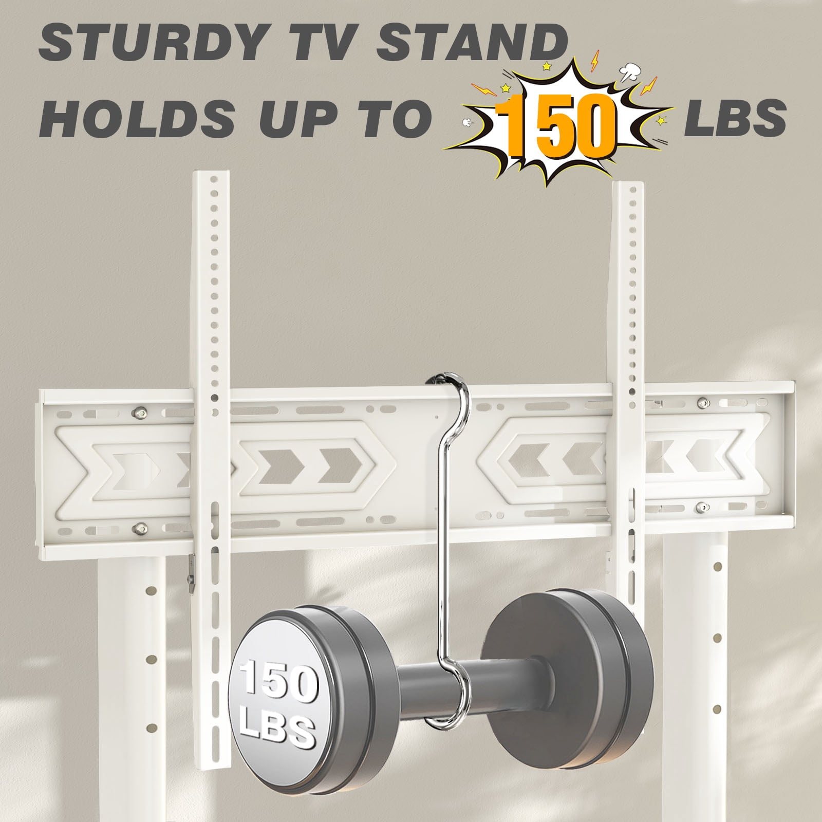 RTVR Floor TV Cart Stand with Mount for 55 - 100 inch Screens up to 150 lbs, Heavy Duty Conner TV Stand, White