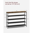thumbnail image 3 of VASAGLE Shoe Rack, 5 Tier Shoe Storage Rack for 20-24 Pairs of Shoes, Shoe Organizer for Entryway, with 4 Fabric Shelves and Top Panel, Steel Frame, Industrial, Rustic Brown and Black ULBS136B01, 3 of 8