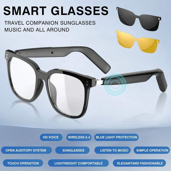 Wireless Smart Glasses With Audio And Voice Call Capabilities, Rechargeable Music Glasses With Built-In Microphone For Hiking Indoor And Outdoor Entertainment