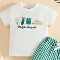 thumbnail image 4 of Trikvn Toddler Boys Casual Summer Shorts Set Golf Embroidery Shirt and Checkered Drawstring Elastic Waist Shorts Outfit Comfortable Lightweight for Outdoor Lounge, 4 of 6