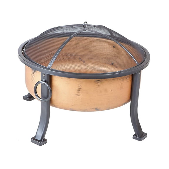 Fire Sense Lumina Firepit Copper Finish Fire Bowl Spark Screen & Screen Lift Tool Included-Round-24"