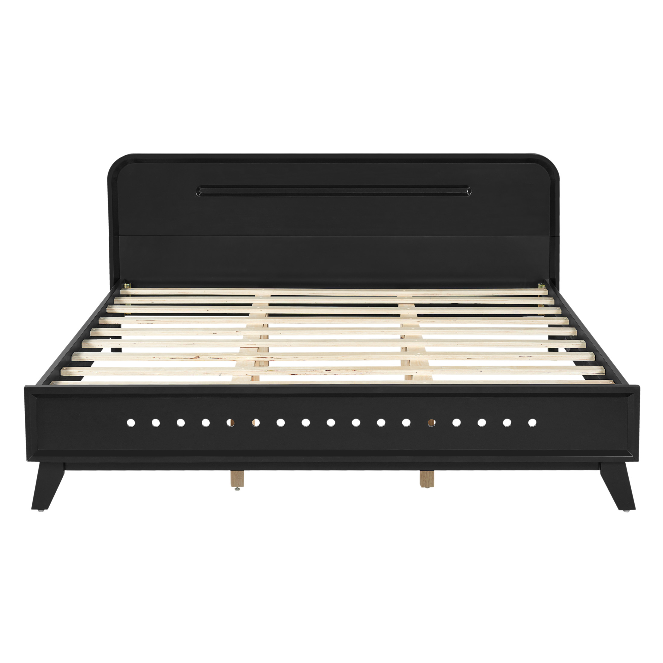 Christopher Knight Home Elegant Wooden Queen Size Bed Frame with Headboard, Black