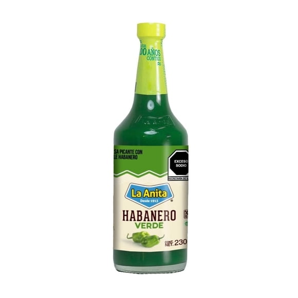 Salsa picante de chile habanero La Anita original de chile habanero verde 230 ml