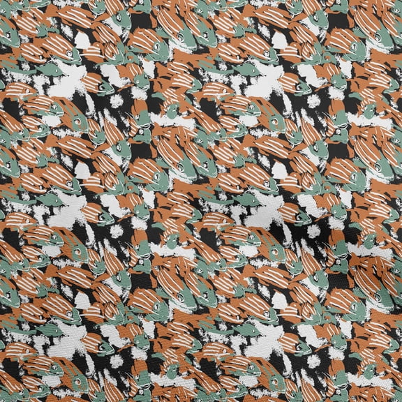 oneOonePolyesterSpandexOrangeFabricAsianJapaneseKoiFishSewingFabricByTheYardPrintedDiyClothingSewingSupplies56InchWide