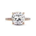 thumbnail image 2 of AFFY Hidden Halo Solitaire Engagement Ring for Women, 3.50 Carat (ctw) Cushion and Round Cut Lab Grown Diamond Ring In 14K Rose Gold Over Sterling Silver F-G-H, SI Quality Ring Size-9, 2 of 7