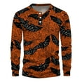 thumbnail image 5 of Domuza Mens Halloween Shirt Novelty Horror Print Long Sleeve Relaxed Fit Henley T-Shirt Lightweight Comfy Casual Button Down Tees for Halloween Party Brown XXL, 5 of 6