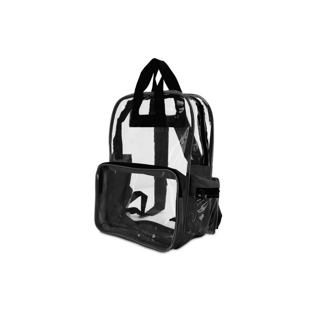 DALIX 17″ Large Plastic Vinyl Clear Transparent School Security Backpack in Black