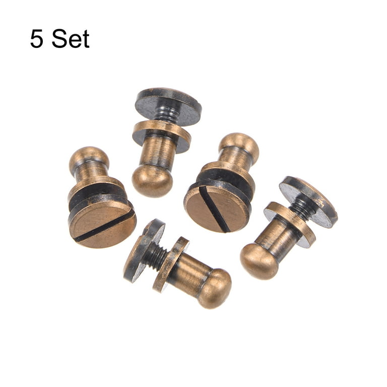 5 Set 4mm Solid Brass Round Head Stud Screw Rivets for DIY Leather