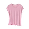 thumbnail image 2 of Fengqque Women's Plus Size Short Sleeve V-neck Modal Loose T-shirt Fashion Casual Solid Color Top Pink XXXXXL(XXXXXL), 2 of 6