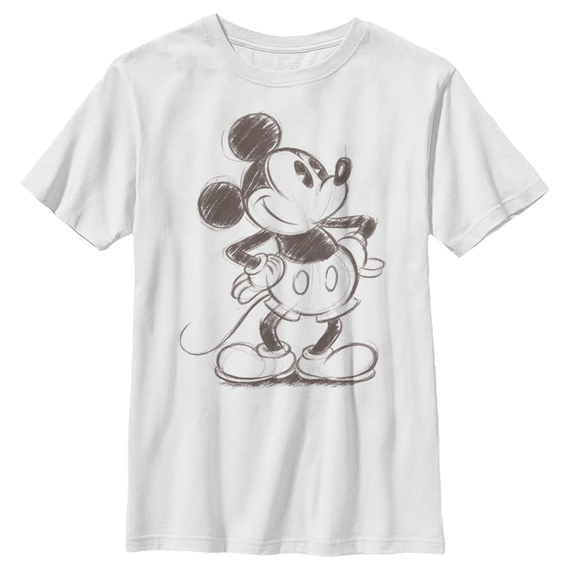 Boy's Mickey & Friends Retro Mickey Mouse Sketch  Graphic Tee White Small