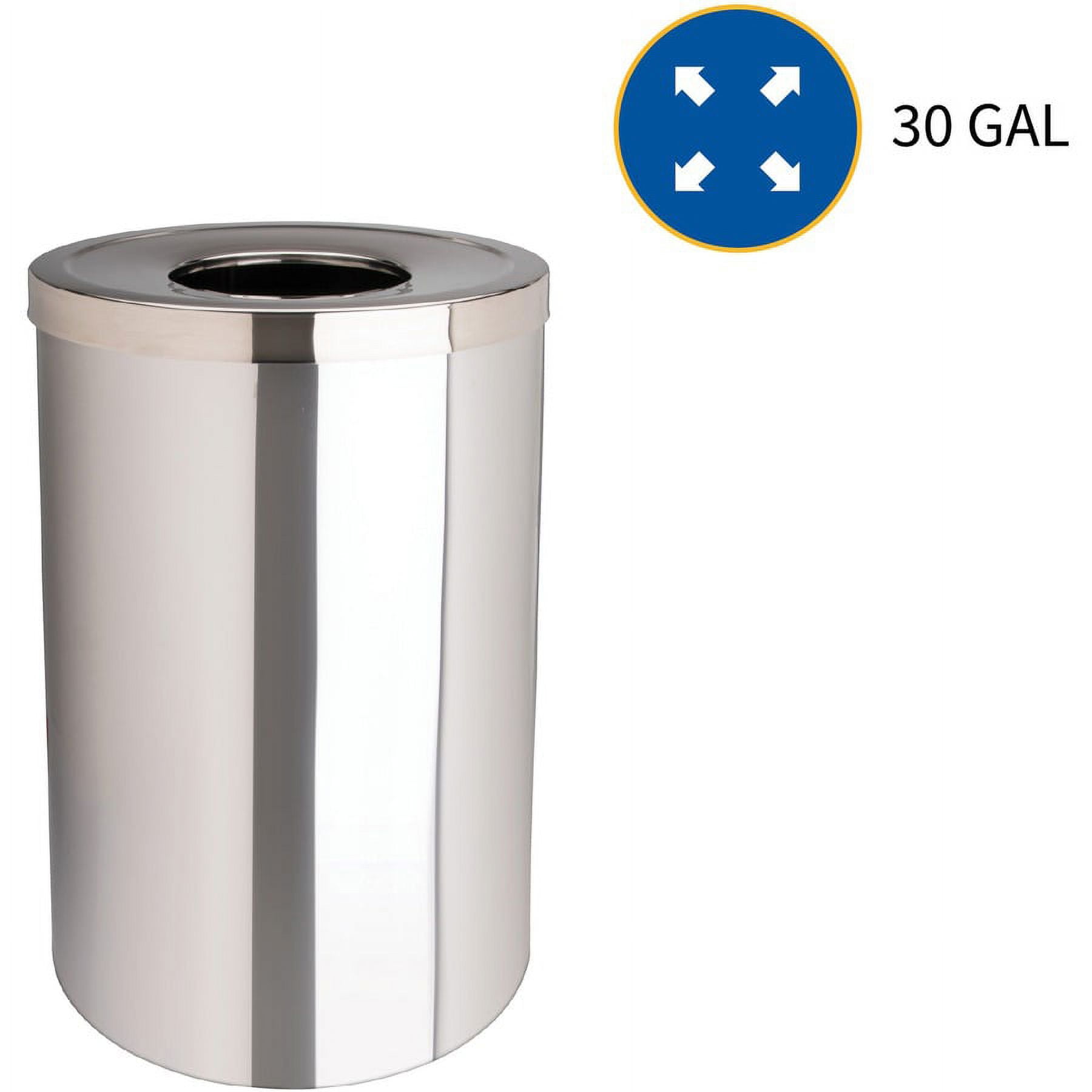 DTSE30SS Dome Top Side Entry Trash Can - 30 Gallon Capacity - 20 Dia. x 40  1/2 H - Stainless Steel